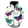thumbnail image 1 of Sudadera con capucha y cremallera para hombre, con estampado de mariposas de dibujos animados, estilo Harajuku, hip hop, cuello redondo, ropa de gran tamaño para primavera y otoño, 1 of 6