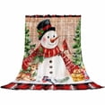 thumbnail image 2 of Winter Snowman Throw Flannel Blanket 50x60In Merry Christmas Xmas Tree Elk Wood Grain Plaid Super Soft Cozy Bed Blanket, Lightweight Plush Fuzzy Bed Throw for Bedroom Sofa Couch Living Room, 2 of 4