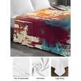 thumbnail image 6 of Boho Orange Teal Red King Size Flat Sheet, Wrinkleproof & Fadeproof Cooling Flat Bed Sheet Only, Modern Abstract Splashing Art Breathable Soft Bedding Top Sheets 105 x 98 Inches, 6 of 8