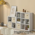 thumbnail image 4 of YEXJ Bookshelf 9-Cube Storage Organizer Sturdy Wooden Bookcase Open Book Shelf, Multifunctional Cubicle Rack for Storages & Display, Furniture for Living Room Bedroom Office,White, 4 of 8