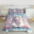thumbnail image 2 of Manfei Tiger Animal Boy Girl Bedding Comforter Set 2pcs,Floral Cherry Blossom Twin Comforter Sets Microfiber,Jungle Wildlife Breathable Bedding Set,Super Cozy Room Decor, 2 of 8