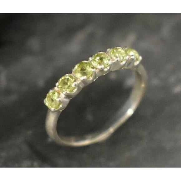 Peridot Ring Natural Peridot Stackable Band Half Eternity Ring Green Wave Band