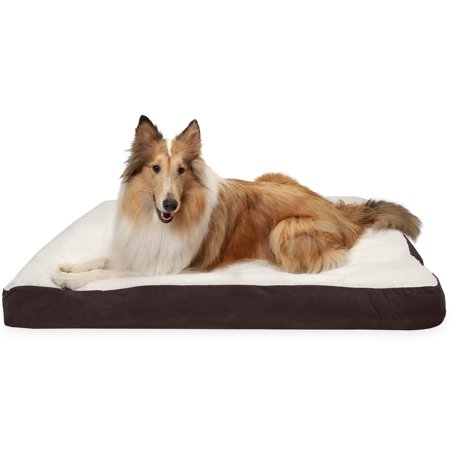FurHaven Pet Dog Bed | Deluxe Sherpa & Suede Pillow Pet Bed for Dogs & Cats, Espresso, Extra