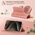 thumbnail image 3 of Feishell for Samsung Galaxy S23 Ultra Glitter Wallet Case, for Women Girls, Sparkling PU Leather with Inlaid Loving Heart Diamond Magnetic Flip Kickstand RFID Blocking Card Slots Phone Case,Rosegold, 3 of 5
