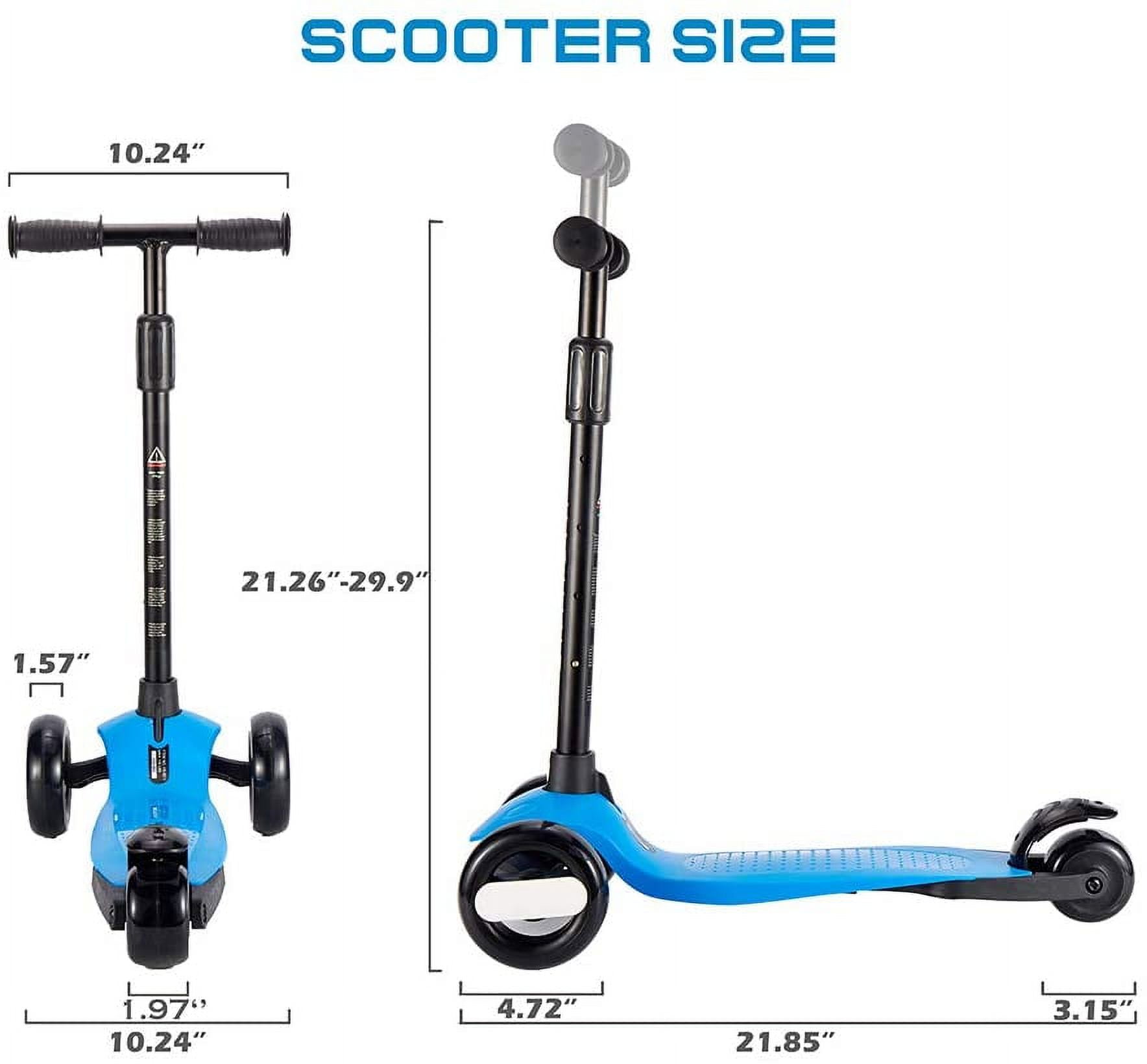 HighTech Mega GlideKick 3-Wheel Foldable Scooter With Lightup Wheels & Extendable T-Bar - Blue