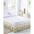 thumbnail image 3 of Spring Wildflowers Bed Skirt Queen Size 16 Inch Drop, Summer Country Plants Leaf Flowers Linen Adjustable Elastic Dust Ruffles Bedskirt for Queen Bed Wrap Around Pleated Mattress Frame Cover, 3 of 9