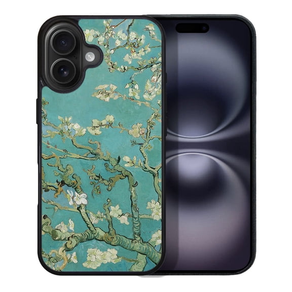 WIRESTER Shockproof Soft Rubber Cover Case for Apple iPhone 16 Plus 6.7" 2024, Almond Blossom Van Gogh