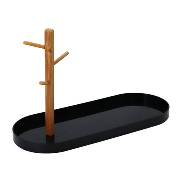 Naiovety Bandeja de almacenamiento de ramas de árbol elegante, organización eficiente y solución de fácil acceso, ABS duradero Almacenamiento y organización del hogar Negro