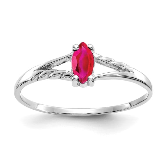 Auriga Fine Jewelry 10K White Gold Polished Marquise-cut Genuine Ruby Birthstone Ring for Women Size 6