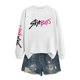 thumbnail image 3 of Pop cazadora para niña Demo-n Hunters Printed Anime Print Long-Sleeved Sweatshirt （White）, 3 of 4