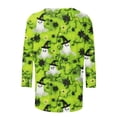 thumbnail image 4 of Women's Halloween Tee 3/4 Sleeve Crew Neck Ghost Pumpkin Graphic Shirts Plus Size Casual Cute Pullover Tops Loose Fit (4XL, Green), 4 of 4