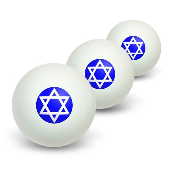 Star of David - Shield Jewish Novelty Table Tennis Ping Pong Ball 3 Pack