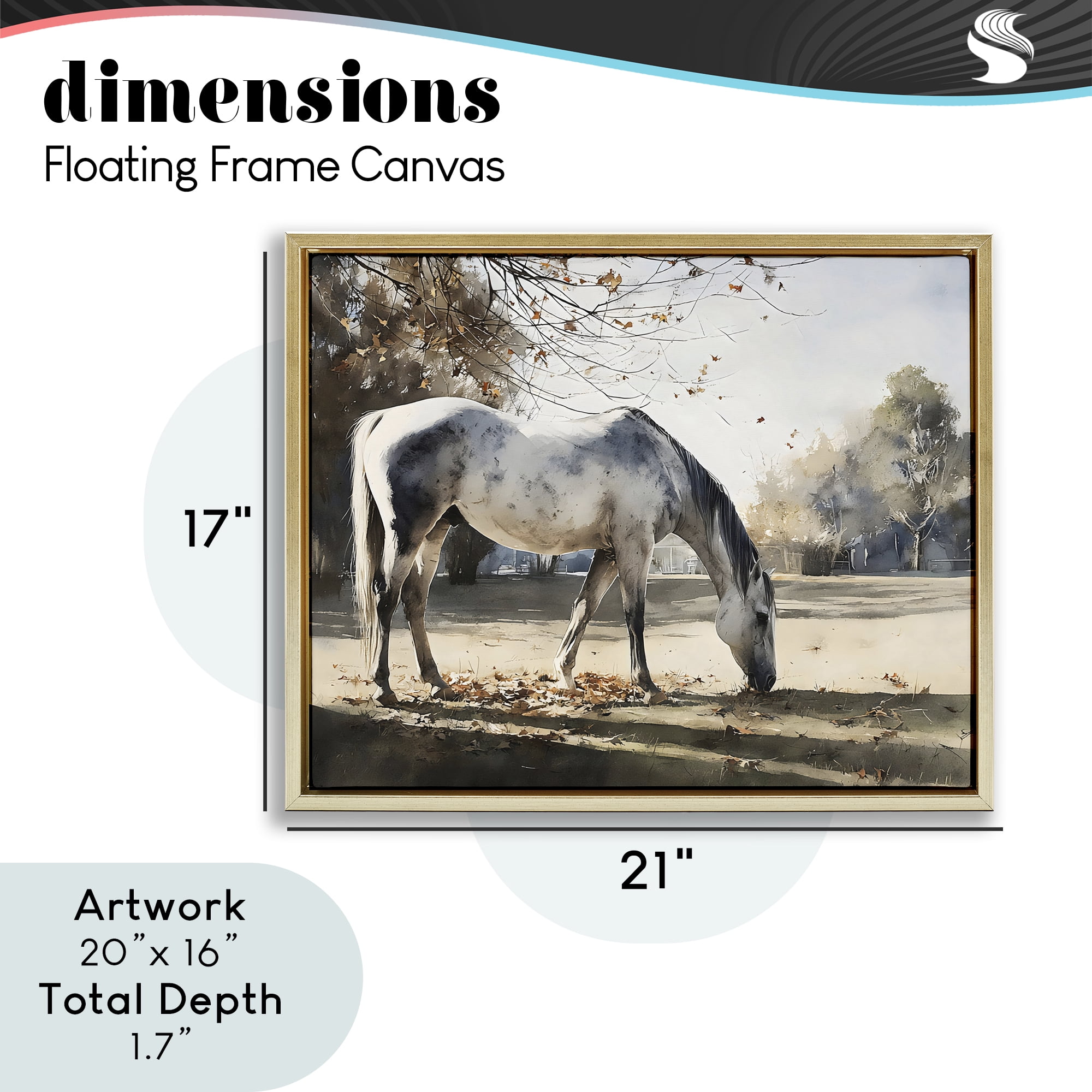 Stupell Industries Grey & White Mare Grazing Gold Framed Floater Canvas Wall Art, design by Franklyn Gregory
