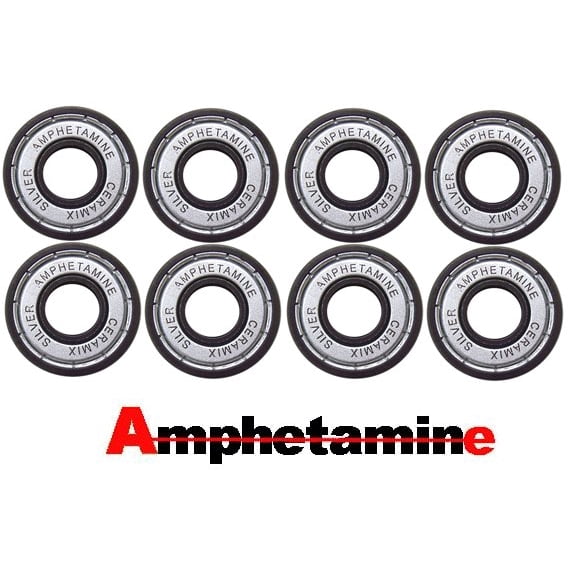 Amphetamine Skateboard / Longboard Bearings Ceramic Silver 8-Pack Tube