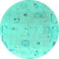 thumbnail image 1 of Ahgly Company Indoor Round Abstract Turquoise Blue Modern Area Rugs, 4' Round, 1 of 4
