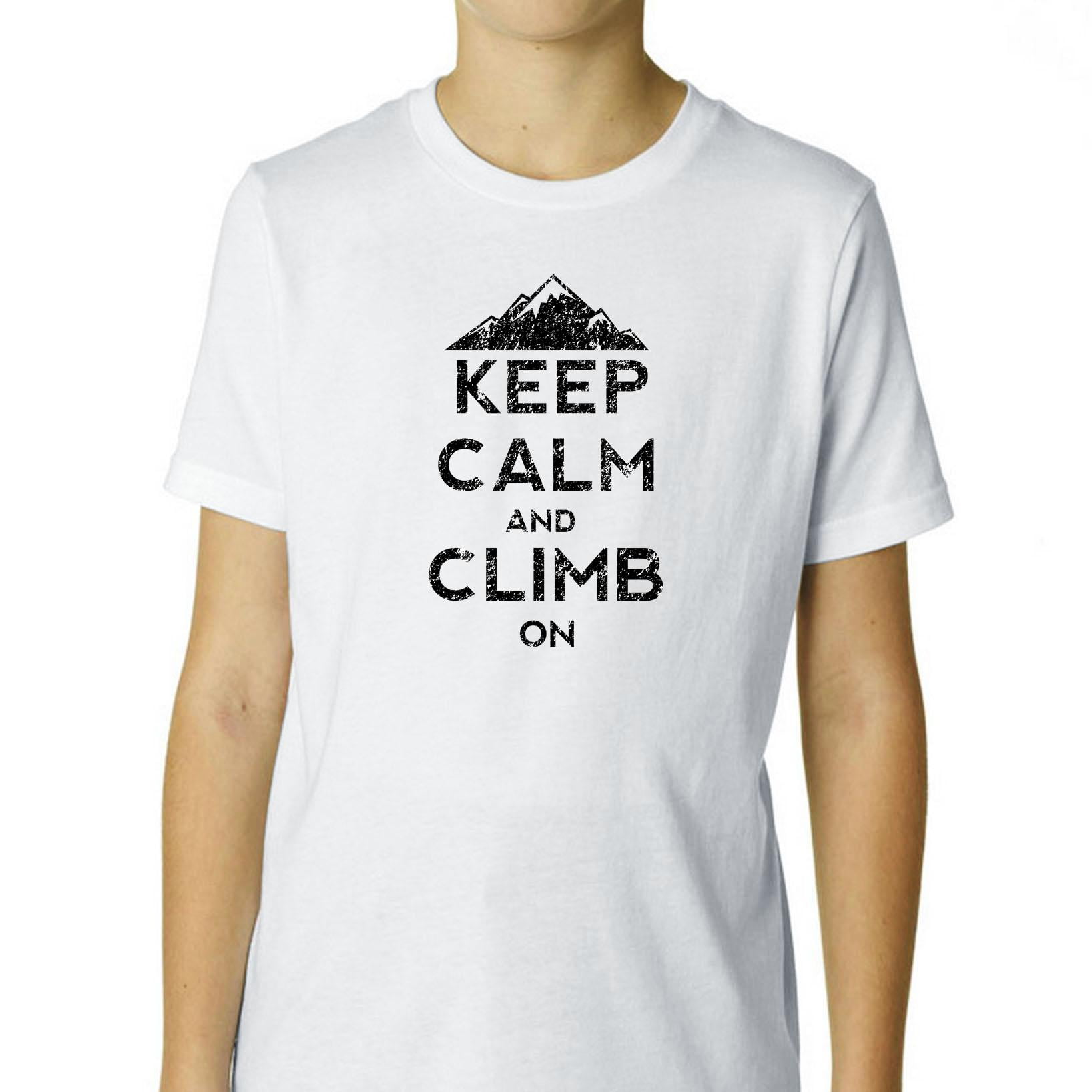 Keep Calm And Climb On Rock Climbing Boy's Cotton Youth TShirt