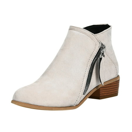 

Women Shoes Boots Square Heel Short Boots Casual Shoes Fashion Soft Sole Ladies Nude Boots Shoes Non Slip Shoes