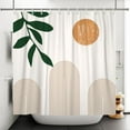 thumbnail image 3 of Boho Mid Century Shower Curtain Abstact Arch Sun Leaves Modern Minimalist Geometric Plant Aesthetic Shower Curtains Polyester Fabric Bathroom Decoration Curtain with Hooks 60x72 inch, 3 of 13