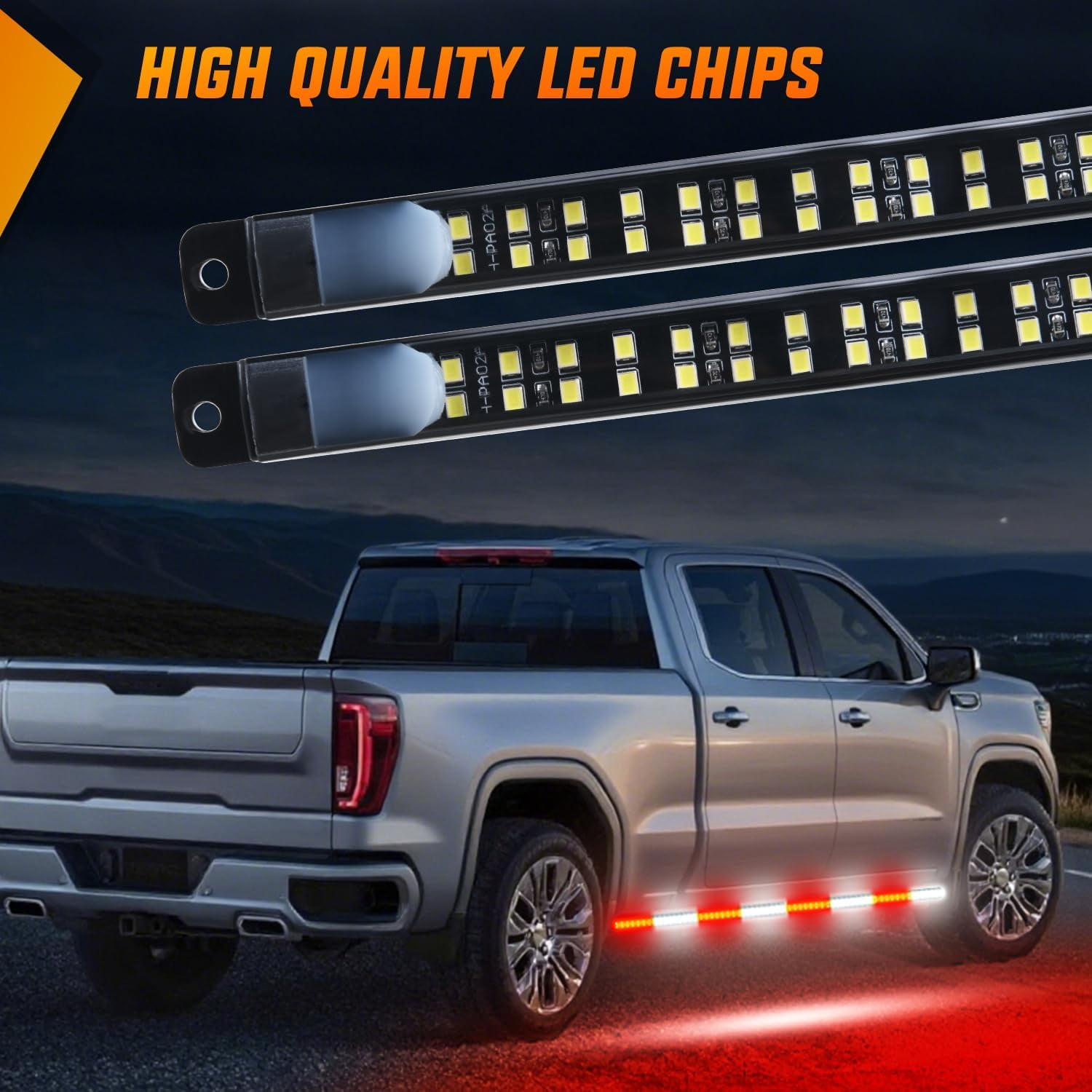 Nilight 2PCS 70 Inch LED Running Board Lights with Control Panel, Red White Flexible Side Lighting for Work Trucks