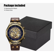 Men's Luxury Automatic Skeleton Watch – Vintage Mechanical Movement with Leather Strap
