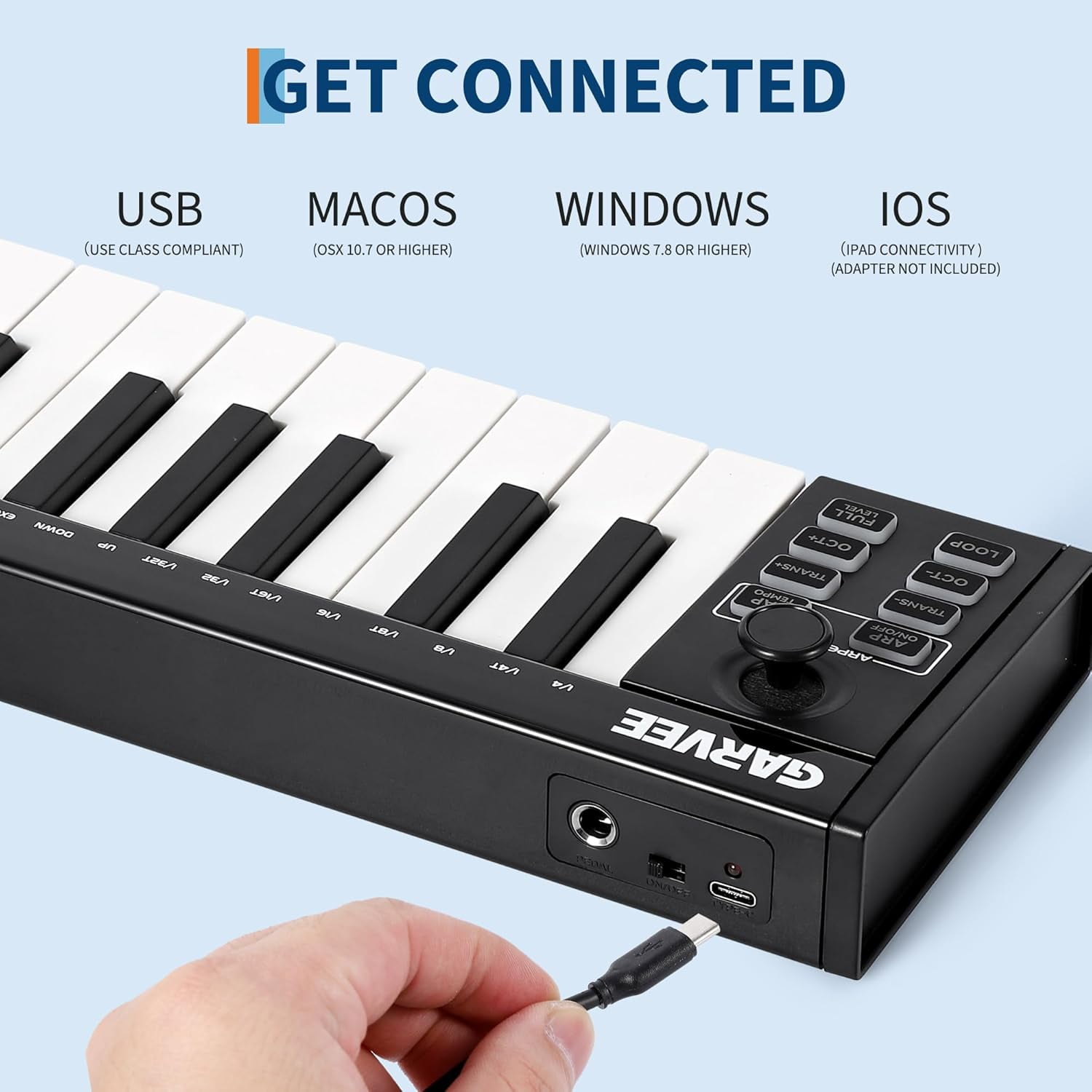 25-Key USB MIDI Keyboard Controller with 8 Drum Pads & OLED Display, DAW Integration, Beat-Making & Music Production Tool, Black
