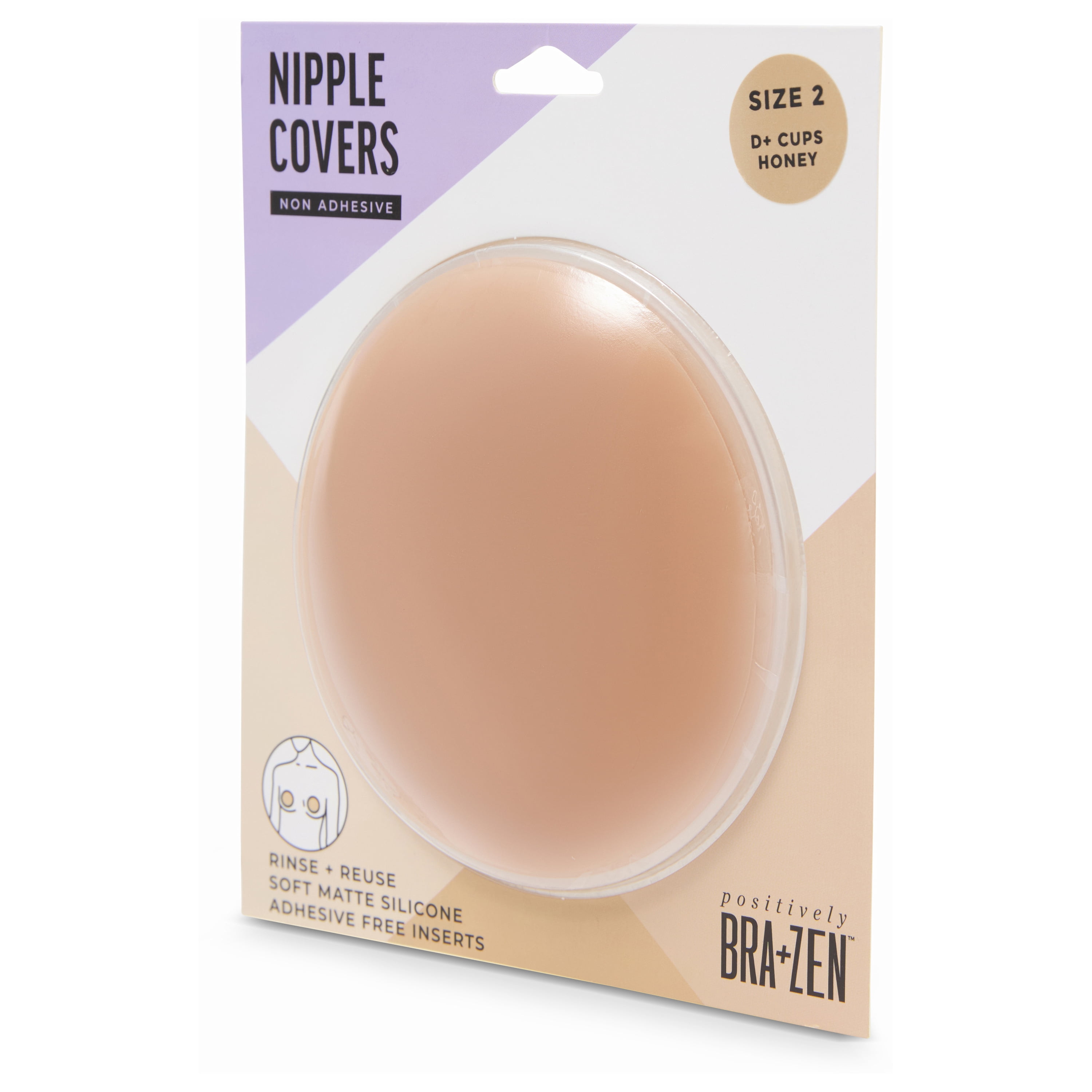 Positively BRA+ZEN Women's Reusable Silicone Nipple Covers Non-Adhesive Pasties, Sizes 1 & 2 Breast Petals
