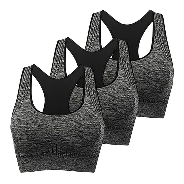 FAIWAD Women's 3 Pack Racerback Workout Tank Tops Basic No Underwire Athletic Stretch Padded Bralettes