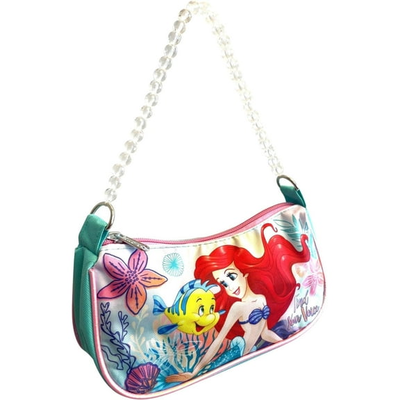 Ruz Disney Licensed Little Girl Shoulder Handbag With Beaded Handle Ariel - Little Mermaid