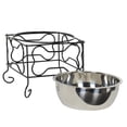 thumbnail image 4 of Soporte de hierro forjado con cuenco individual de acero inoxidable YML, 4 of 5