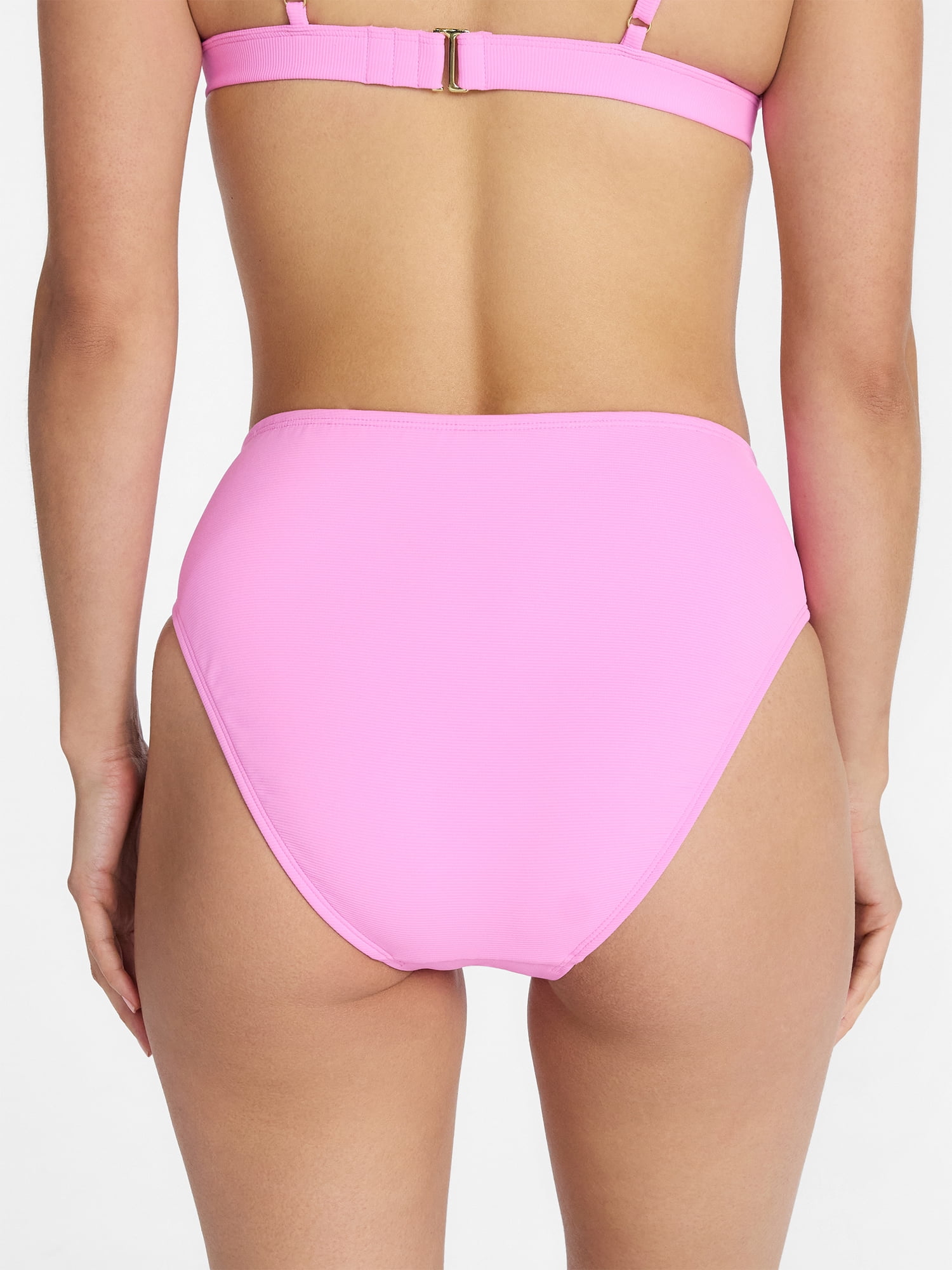 Time and Tru Women's and Women's Plus Ribbed Mid Rise Bikini Bottoms, Sizes XS-3X