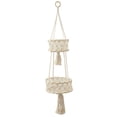 thumbnail image 1 of Cesta colgante de macramé hecha a mano para plantas de interior, colgador de frutas Folkulture. Wite 2 niveles, 1 of 9