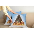 thumbnail image 3 of Ambesonne Christmas Throw Pillow Cover 2 Pack, Fir Tree Snowy Weather, 18", Blue and Mustard, 3 of 6