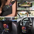 thumbnail image 4 of Yuyamidu Colorful Rose Car Seat Covers Front Back Seat Cover Set with Car Steering Wheel Cover Safe Belt Pads Coasters Garbage Can Rear View Mirror Cover Keychain Air Vent Storage Bag 15 PCS, 4 of 7