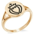 thumbnail image 1 of Stainless Steel Crown of Hearts Minimalist Oval Top Polished Statement Ring, 1 of 1