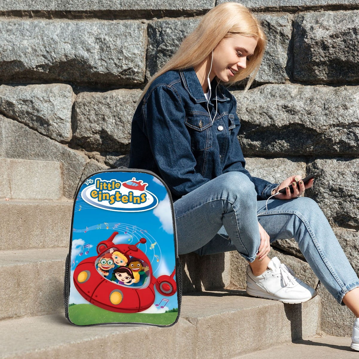 Little Einsteins-theme Clear Backpack Heavy Duty Transparent Bag See Through Bookbag for Work, Sport, College, Travel12.2“X16.9"(31X43cm)