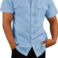 thumbnail image 4 of Camisa de Manga Corta con Bolsillo para Hombre de Ajuste Regular Informal con Botones Playera de Playa ANGGREK  Otros, 4 of 6