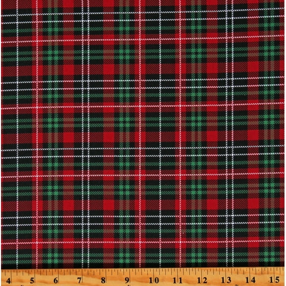 Cotton Lumberjack Plaid Red Green Black White Plaid Cotton Fabric Print by the Yard (GAIL-CD2082-MULTI)