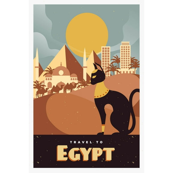 EzPosterPrints - Retro World Famous City Posters - Decorative, Vintage, Retro, Grunge Travel Poster Printing - Wall Art Print for Home Office - CAIRO, EGYPT - 12X18 inches