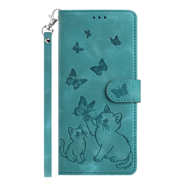 Allytechgroup for Samsung Galaxy S24 FE Wallet Case, Premium PU Leather Cute Cat Butterfly Flip Cover Anti-Scratch Stand Shockproof Protective Case for Women Men, Green