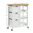 Rolling Kitchen Island Cart, Bar Serving Cart with Drawers, White