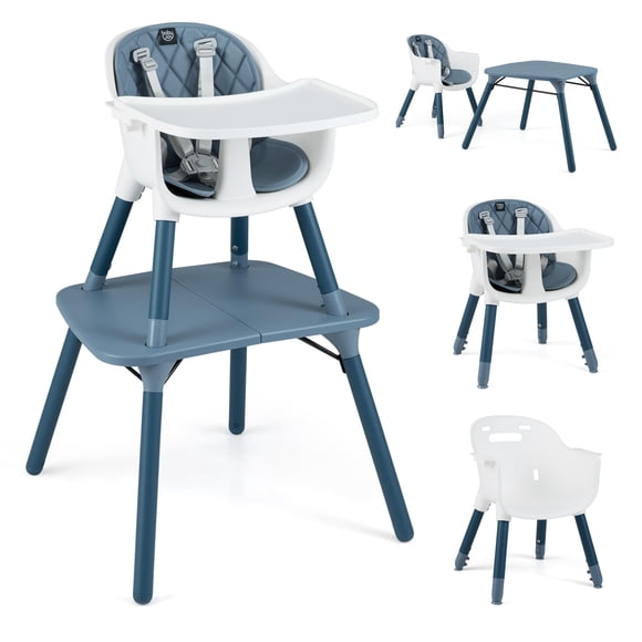 Trona BABY JOY 5 en 1 convertible con bandeja extraíble, color azul
