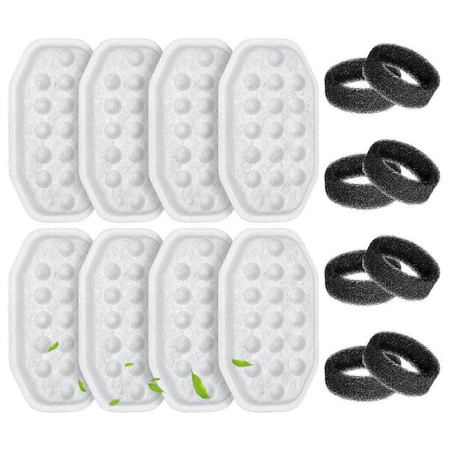 8 Set Cat Water Fountain Filters Replacement & Pre-Filter Sponges for 108oz/3.2 Stainless Steel Pet Water Fountain