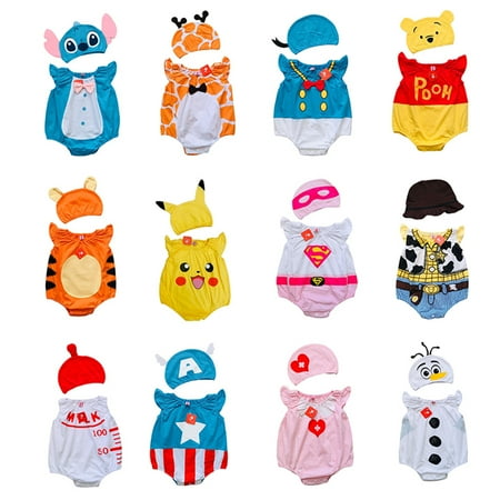 

AmShibel Baby Boy Girl Romper Newborn Infant Toddler Baby Cartoon Jumpsuit Playsuit +Hat Outfits