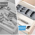 thumbnail image 4 of Organizador de cajones Caja de almacenamiento de cubiertos de cocina Compacto separador de cubiertos Porta cubiertos con icono de cuchillo cuchara tenedor -Gris, 4 of 4