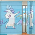 thumbnail image 2 of Coolnut Sheer Curtains Dabbing Unicorn Gauze Door and Window Voile Curtain Panels for Bedroom Living Room W55 x L84 In 2, 2 of 4