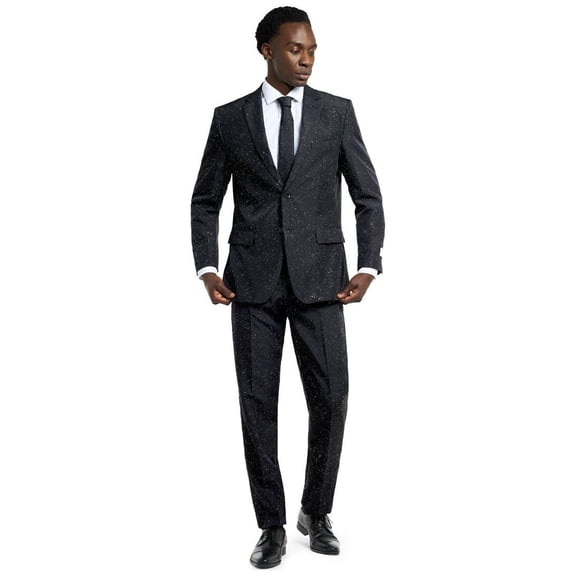 OppoSuits Men's Suits Glitzy Glitter - US 48 Black
