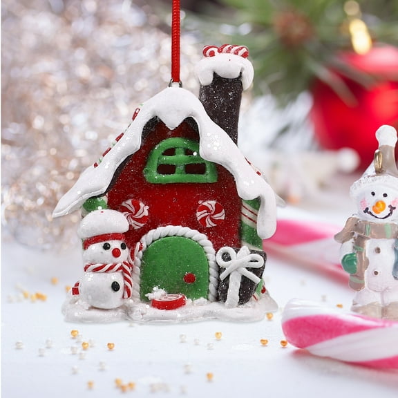 Entireivity 2pcs Christmas Candy House Lighted Gingerbread House Tabletop Decor Christmas Gift