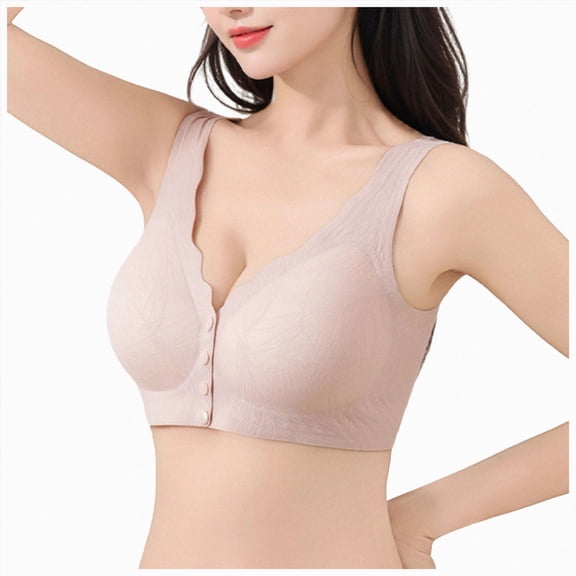 NIEWTR Bras for Women No Underwire Comfortable Full Coverage Front Closure Bralettes Wireless Wirefree Comfort Bras(Pink,1XL)