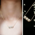thumbnail image 3 of Rosec Jewels Moissanite 3 Stone Necklace (D-VS1 Quality) - Minimalist Bar Necklace for Anniversary - Ready to Gift, 10K Yellow Gold, 3 of 8