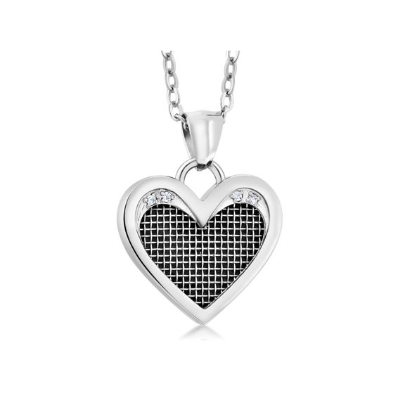 Gem Stone King Stainless Steel Remember Me Aromatherapy Heart Women's Pendant with 18 inches Chain